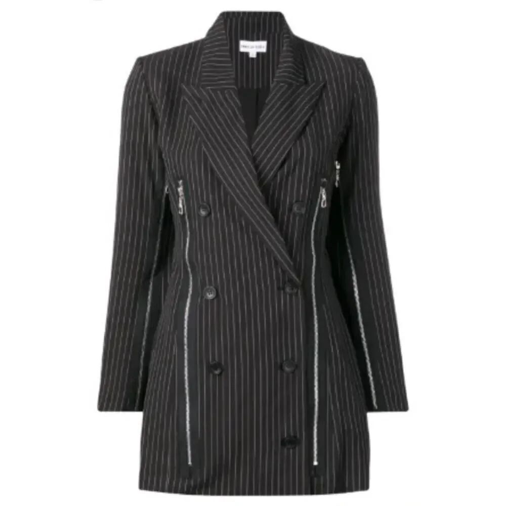 Danielle Guizio Pinstripe Blazer Mini Dress Viscose Blend Double Breasted XS